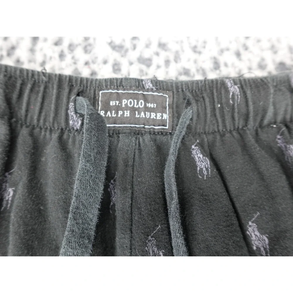 Polo Ralph Lauren Sleep Pants Men Medium Black All Over Pony Logo Joggers